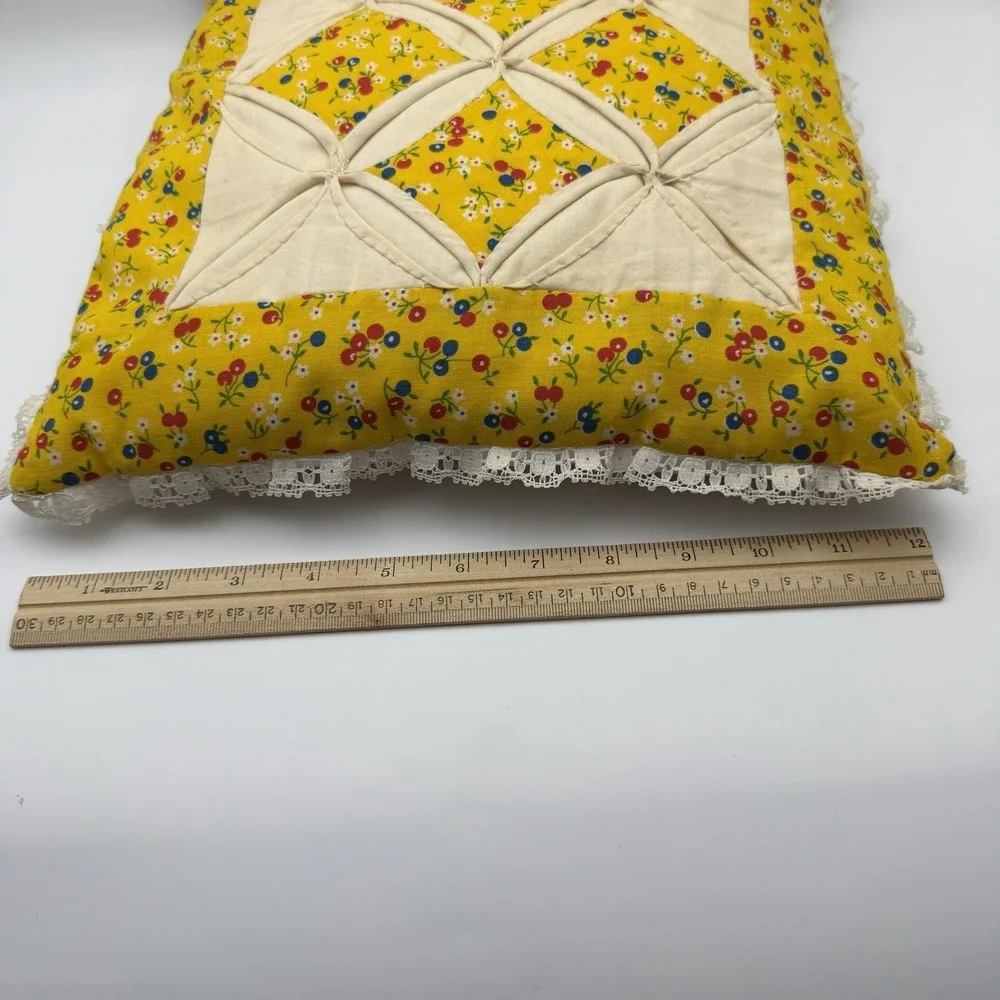 Cathedral Window Quilt Pattern Throw Pillow Handmade 12
